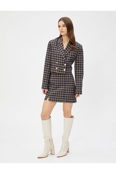 Koton Crop-Blazer-Jacke, zweireihig, geknöpft