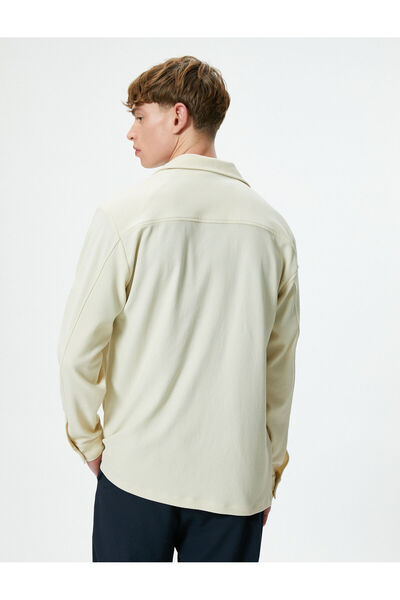 Koton Kışlık Gömlek Cep Detaylı Çıtçıt Düğmeli Klasik Yaka Dokulu