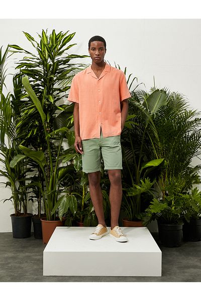 Koton Summer Shirt Short Sleeve Turn-down Collar Buttoned Cotton