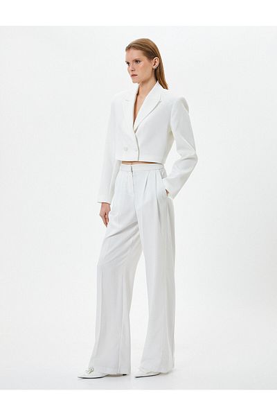 Koton Crop Blazer Jacket Buttoned Double Breasted