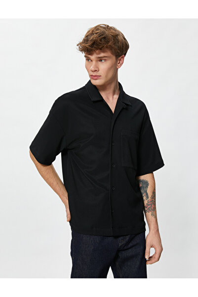 Koton Klasická košile s krátkým rukávem a kapsou s límcem