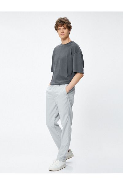 Koton Classic Trousers Slim Fit Elastic Waist Buttoned Pocket