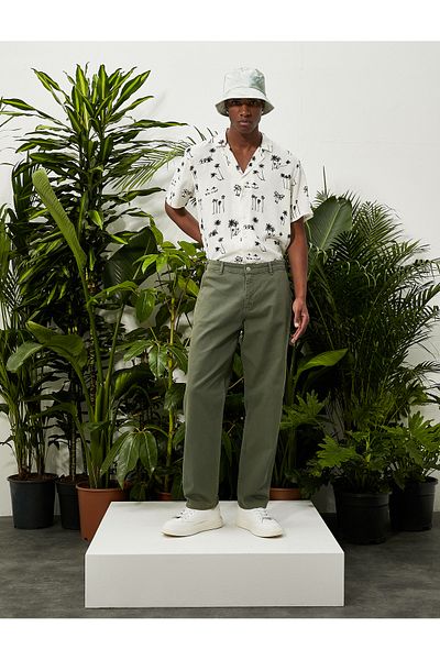 Koton Canvas-Hose, locker geschnitten, mit Taschen, detailliert, geknöpft, Baumwolle
