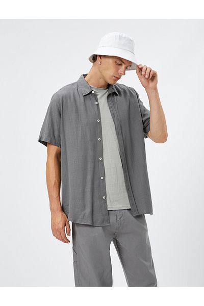 Koton Summer Shirt Short Sleeve Turn-down Collar Buttoned Cotton
