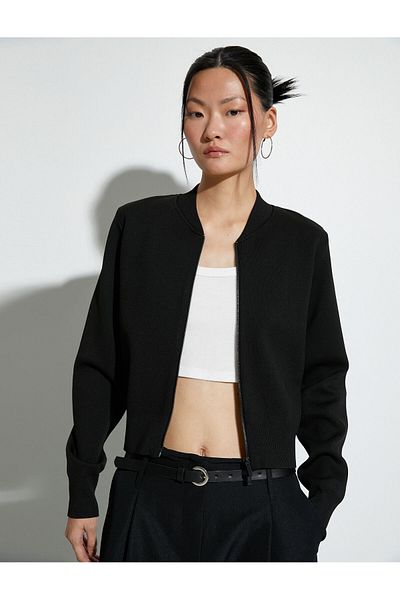Koton Bomber Knitwear Cardigan Zippered