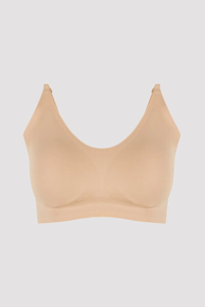 Belvü Izbırakmaz Seamless Invisible Beige Seamless Bralet Bra Without Underwire