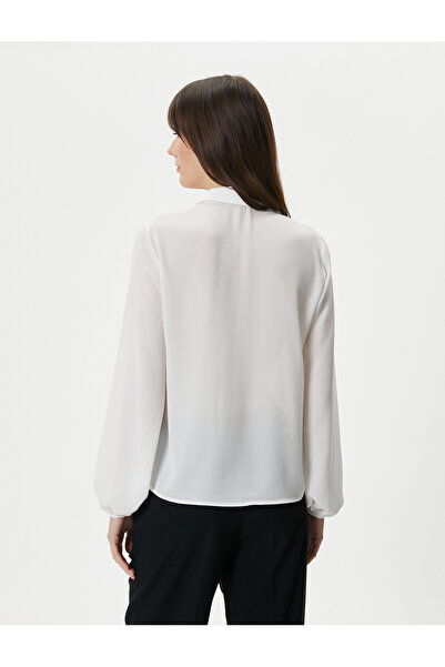 Koton Ruffled Chiffon Shirt with Balloon Sleeve Buttons