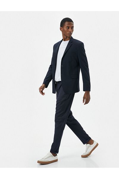 Koton Tie Waist Trousers Grizzled Slim Fit Pocket Detailed Folded Leg