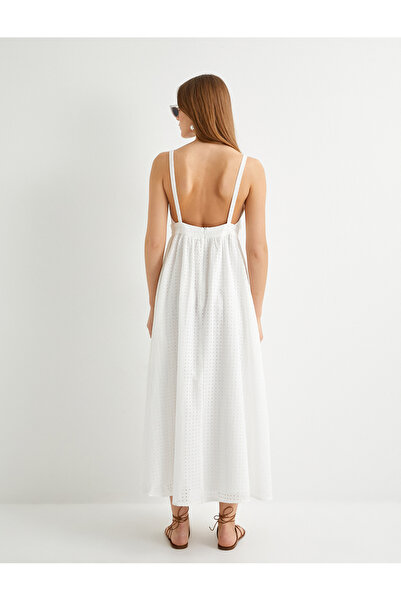 Koton Strappy Long Scallop φόρεμα - Floral απλικέ και φόδρα