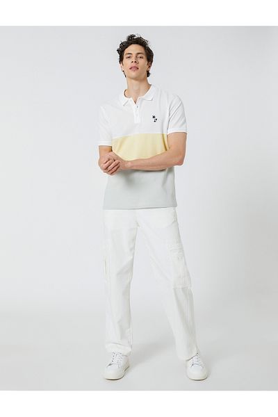 Koton Tricou cu gât polo cu mânecă scurtă, cu nasturi, imprimat cu palmier
