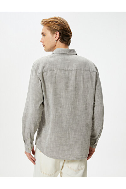 Koton 924 antracit férfi hosszú ujjú szőtt ing - 4sam60022hw