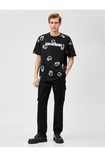 Koton Cotton Cargo Pants with Lace Waist and Pocket Detail