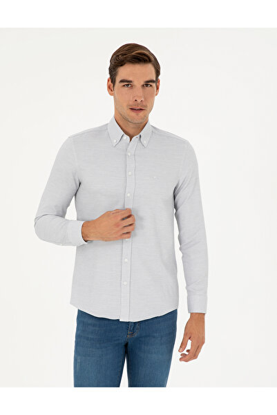 Pierre Cardin Gri Slim Fit Uzun Kollu Gömlek 50291042-VR024