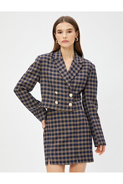 Koton Crop Blazer Ceket Kruvaze Düğmeli