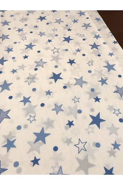 Bebek Özel Βαμβακερό ύφασμα Half Meter Μπλε με μοτίβο Big Star 50x240 cm