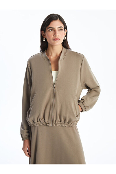 LC Waikiki Γυναικείο μπουφάν καφέ κολεγιακό γιακά