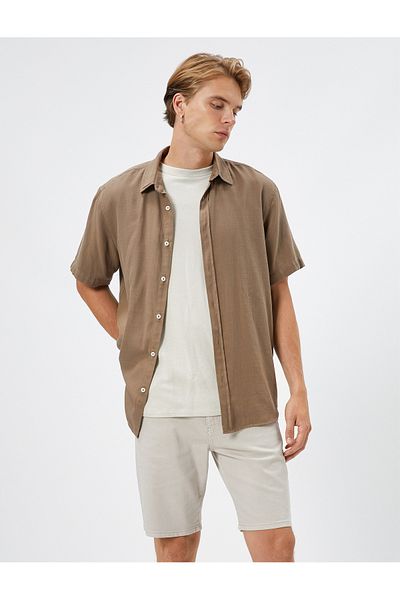 Koton Summer Shirt Short Sleeve Turn-down Collar Buttoned Cotton