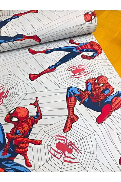 Bebek Özel Μισό μέτρο Βαμβακερό ύφασμα Γκρι Spiderman με σχέδιο 50x240 cm