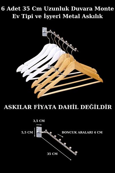 Manken İstanbul شماعة معدنية مثبتة على الحائط مناسبة للمنزل وأماكن العمل مع 6 قطع من الخرز مقاس 35 سم