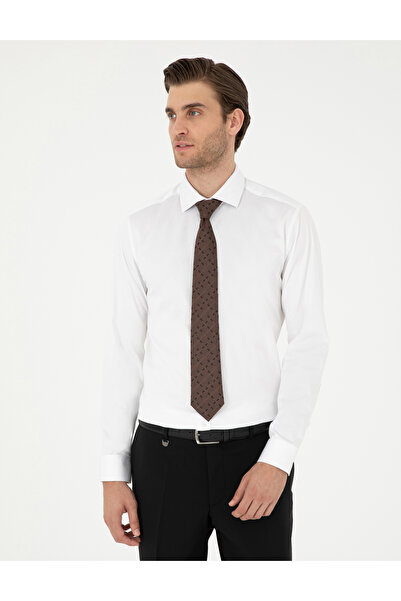 Pierre Cardin أبيض ليكرا سهل الكي Ex. قميص أساسي بقصة ضيقة 50292526-VR013