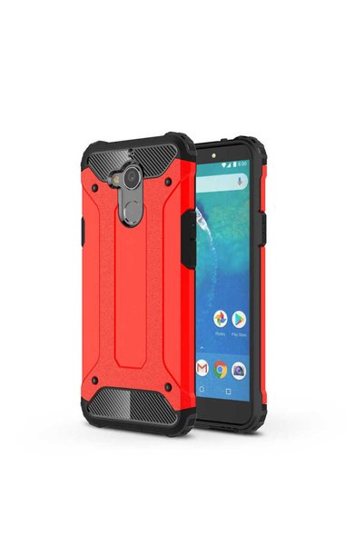 kilifone General Mobile GM 8 - غطاء عسكري مزدوج الطبقات مدرع للصدمات - أحمر