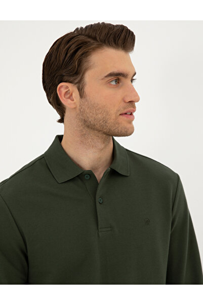 Pierre Cardin Σκούρο πράσινο εφαρμοστό Basic φούτερ 50294438-VR079