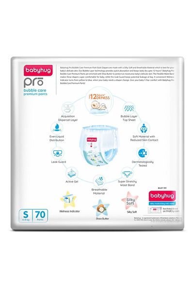 Babyhug Pro Bubble Care Premium Pant Style Diapers Size 2 - 70 Pieces