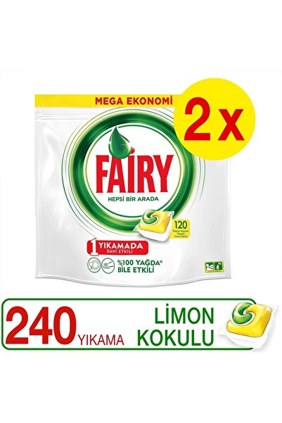 Fairy Hepsi Bir Arada Bulaşık Makinesi Kapsülü Limon 120x 2 240 Yıkama + bula...