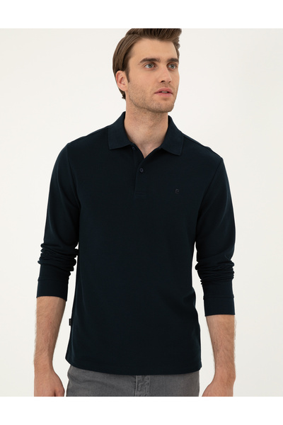 Pierre Cardin Μπλε ναυτικό εφαρμοστό Basic φούτερ 50294438-VR033