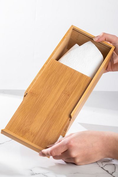 Porsima 0006 Bamboo Napkin Holder Wooden Decorative Napkin Holder Desktop Napkin Holder Napkin Organizer Napkin Box