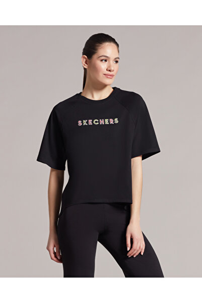 SKECHERS W Graphic Tee Crew Neck T-shirt Women's Black T-shirt S231303-001