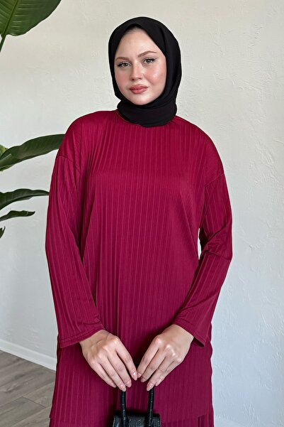 InStyle Mila Pleated Pants Tunic Plum Double Set