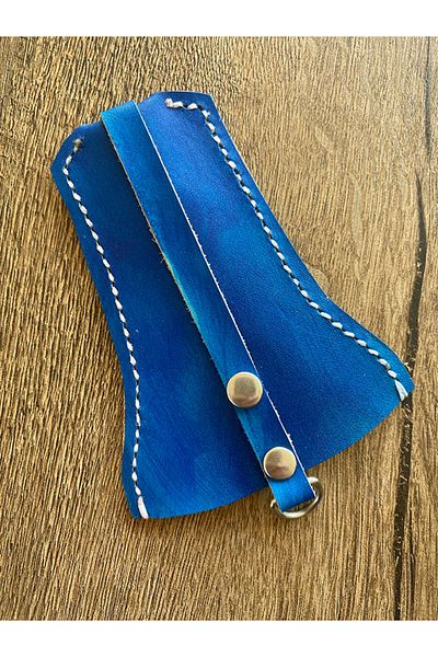 Store Bell Model Leather Keychain 100% Handmade - Dark Blue