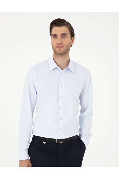 Pierre Cardin Açık Mavi Regular Fit Armürlü Uzun Kollu Gömlek 50294729-VR003