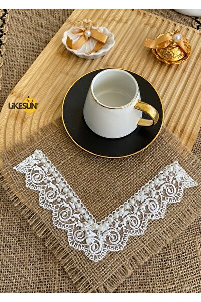 LiKESUN Coffee Side Cocktail Presentation Napkin & Coaster Set (6 Pcs)