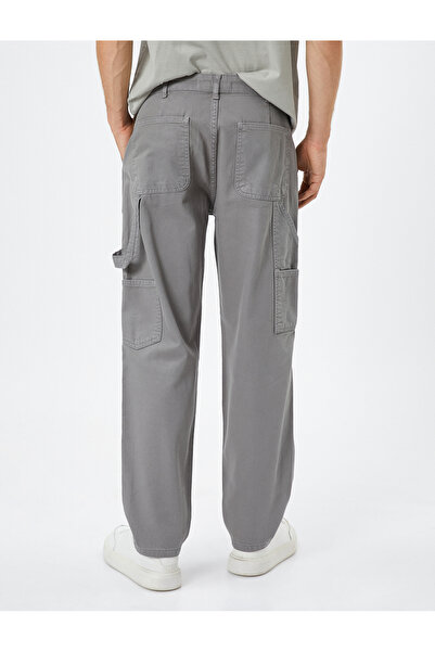 Koton Canvas Trousers Loose Cut Pocket Detailed Buttoned Cotton