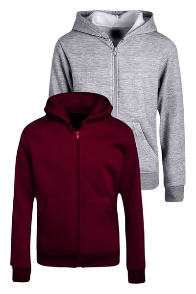 Uniquetrenders Set de 2 hanorace unisex din bumbac cu glugă și fermoar pentru copii