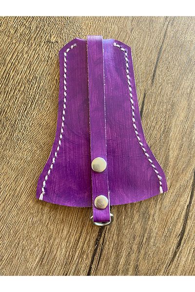 Store Purple Leather Keychain - 100% Handmade, Bell Model