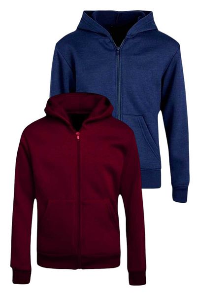 Uniquetrenders Set de 2 hanorace unisex din bumbac cu glugă și fermoar pentru copii