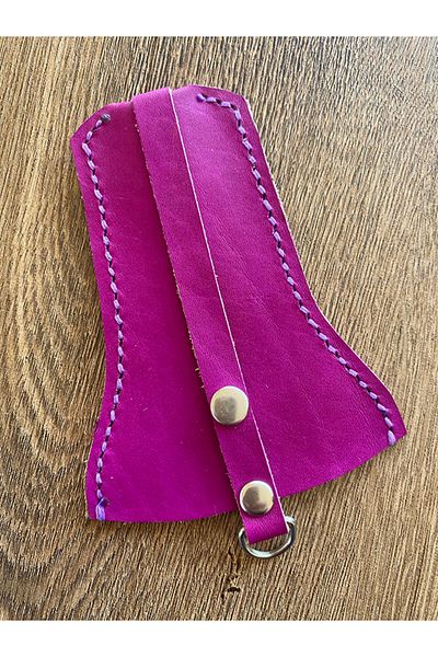 Store Fuchsia Leather Keychain - 100% Handmade, Bell Model