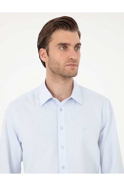 Pierre Cardin Μπλε μακρυμάνικο πουκάμισο Dobby Regular Fit 50294729-vr003