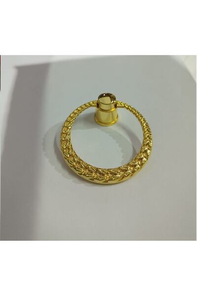 kayakulp 5.5cm Başak Sallama Çift Yön Desenli Metal Düğme Kulp Gold