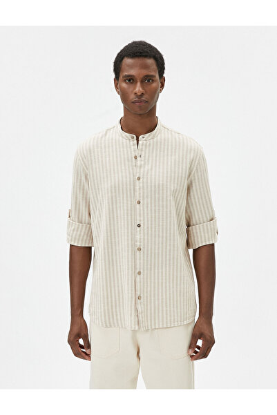 Koton Prevailing Collar Shirt Buttoned Curvable Sleeve Detailed Cotton