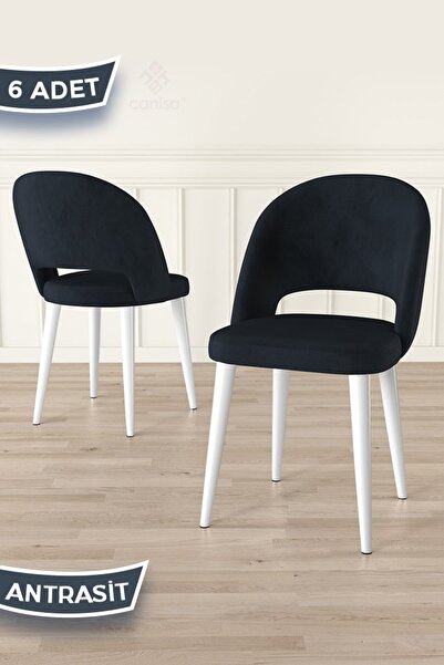 Canisa Pane Serisi 6 Adet 1. Sınıf Babyface Kumaş Beyaz Metal Ayak Antrasit M...