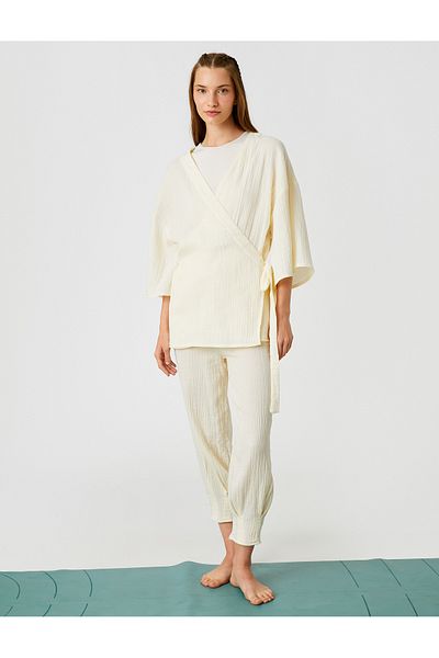 Koton Yoga Sweatshirt Short Sleeve Wrap