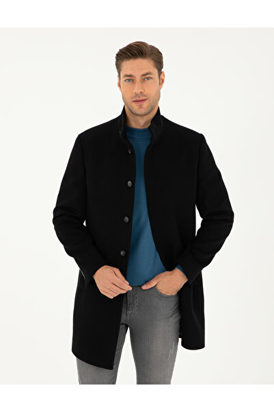 Pierre Cardin Siyah Yün Karışımlı Slim Fit Palto 50297488-VR046