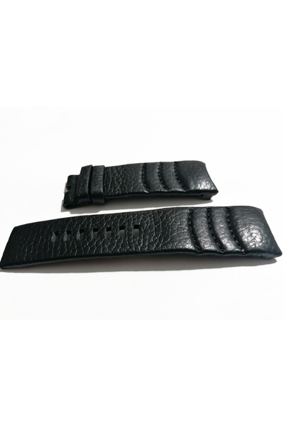 FADO Dizel uyumlu El Yapımı hakiki  Deri Saat Kordonu 24 tırnaklı  siyah