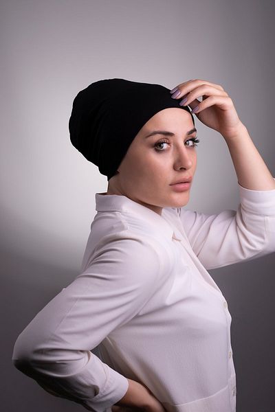 HALVEN Black Practical Ready Interlocking Inner Bonnet Viscose Fabric Seamless 3003_01