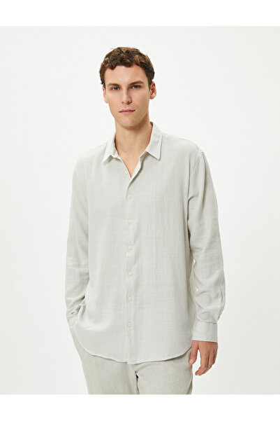 Koton Бавовняний італійський комір з довгим рукавом Сорочка Regular Fit