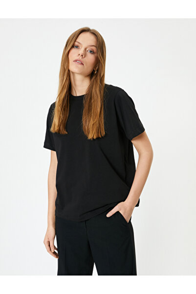 Koton Βαμβακερό κοντομάνικο μπλουζάκι με κανονική εφαρμογή